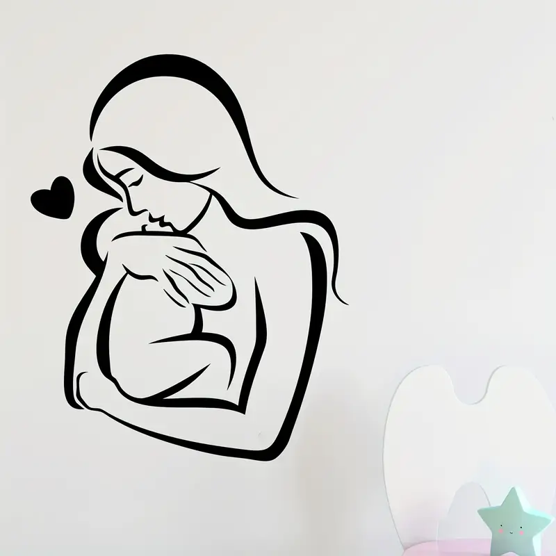 Interior Design With Wallpaper - Mother And Baby Wall Love Heart