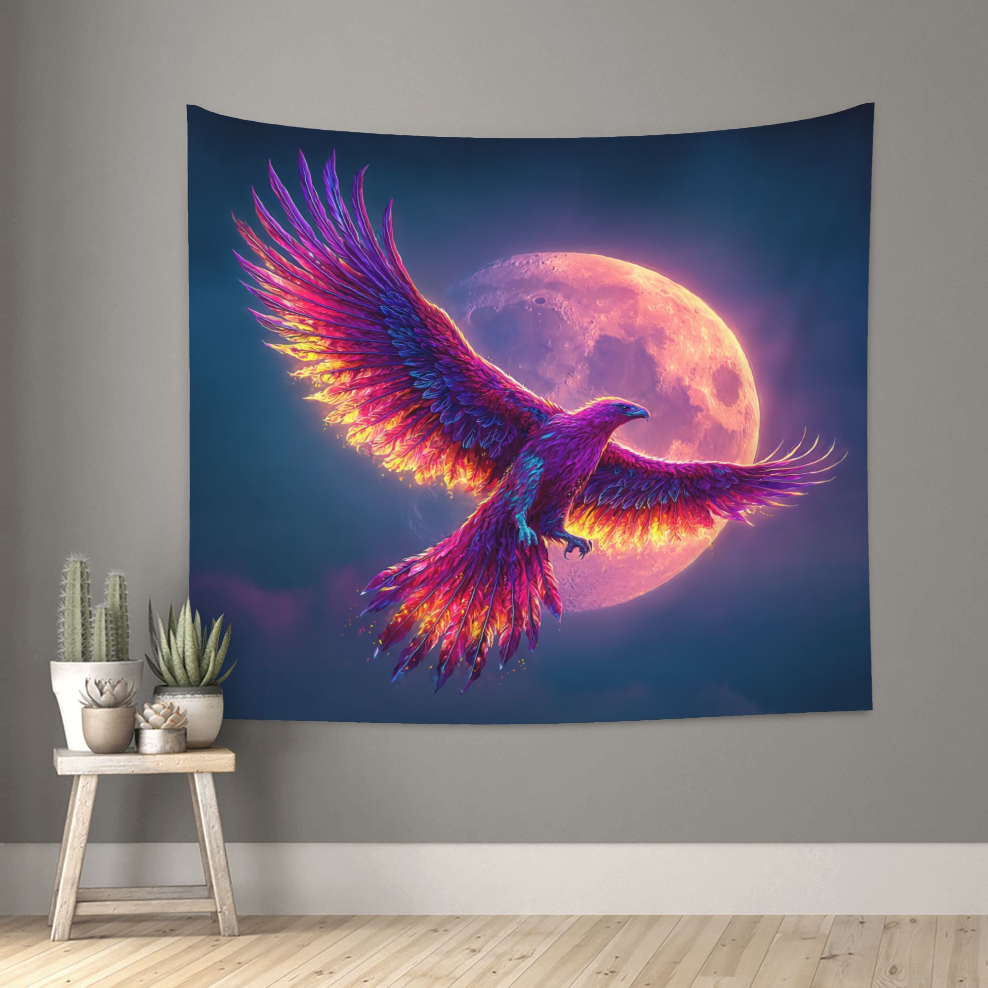 Interior Design Hd - Phoenix Moon Sky Wall Tapestry 2D