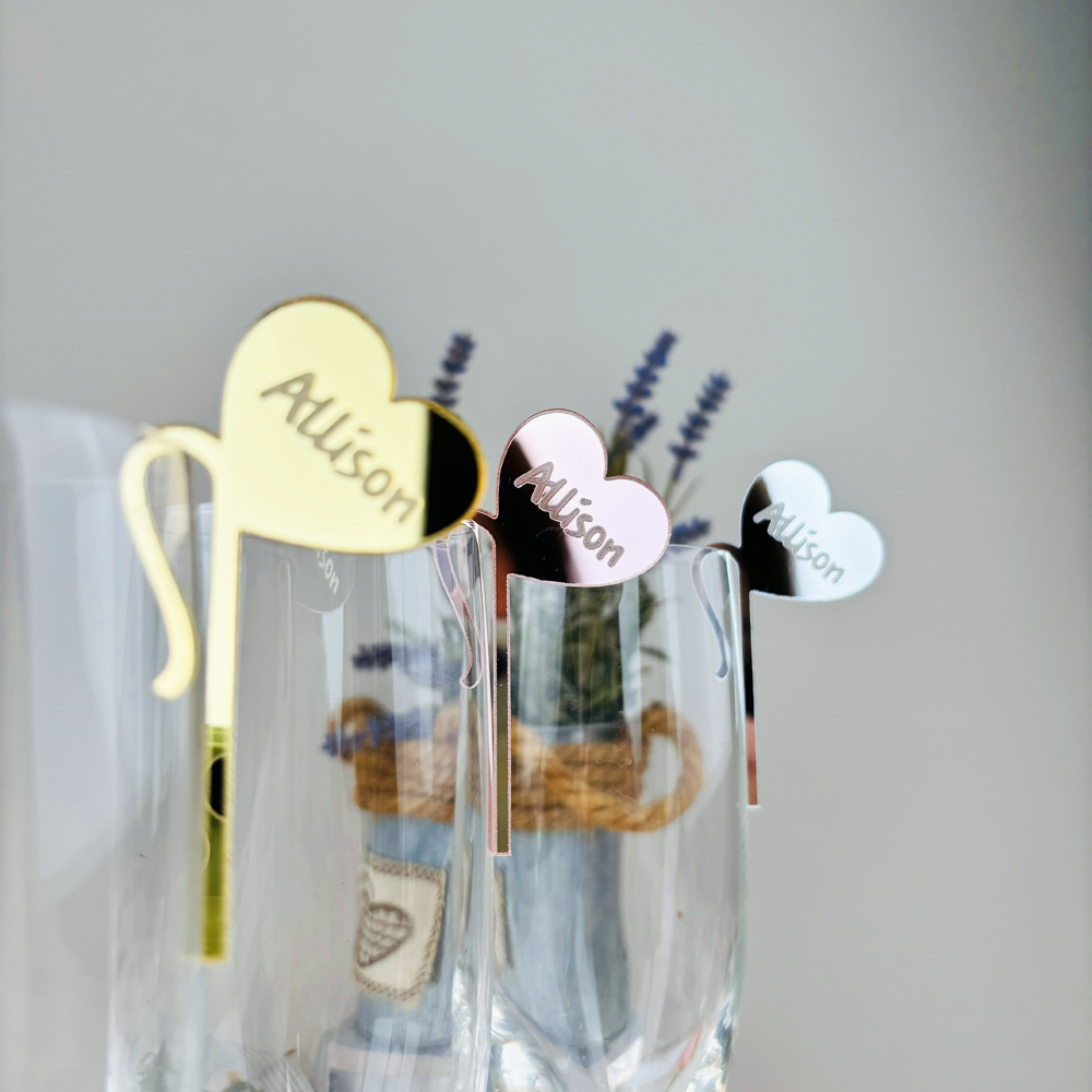 Interior Design Names - Personalized Acrylic Heart Drink Tags Wedding