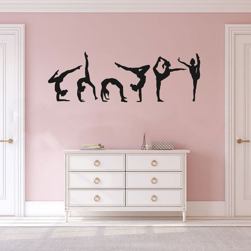 Interior Design With Wallpaper - Set of 6 Gymnast Gymnastics Wall