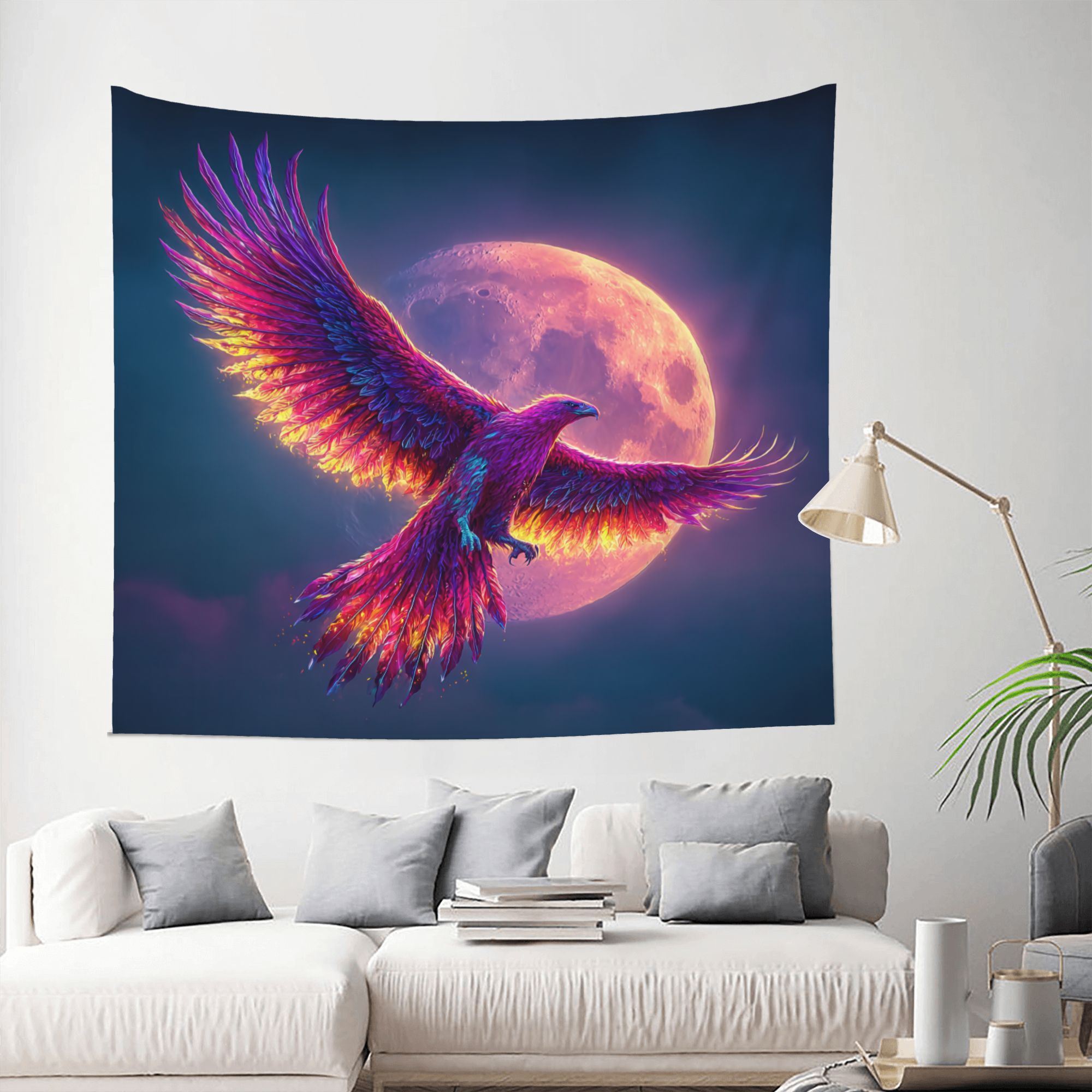 Phoenix Moon Sky Wall Tapestry - Interior Design Hd ulasan dan harga