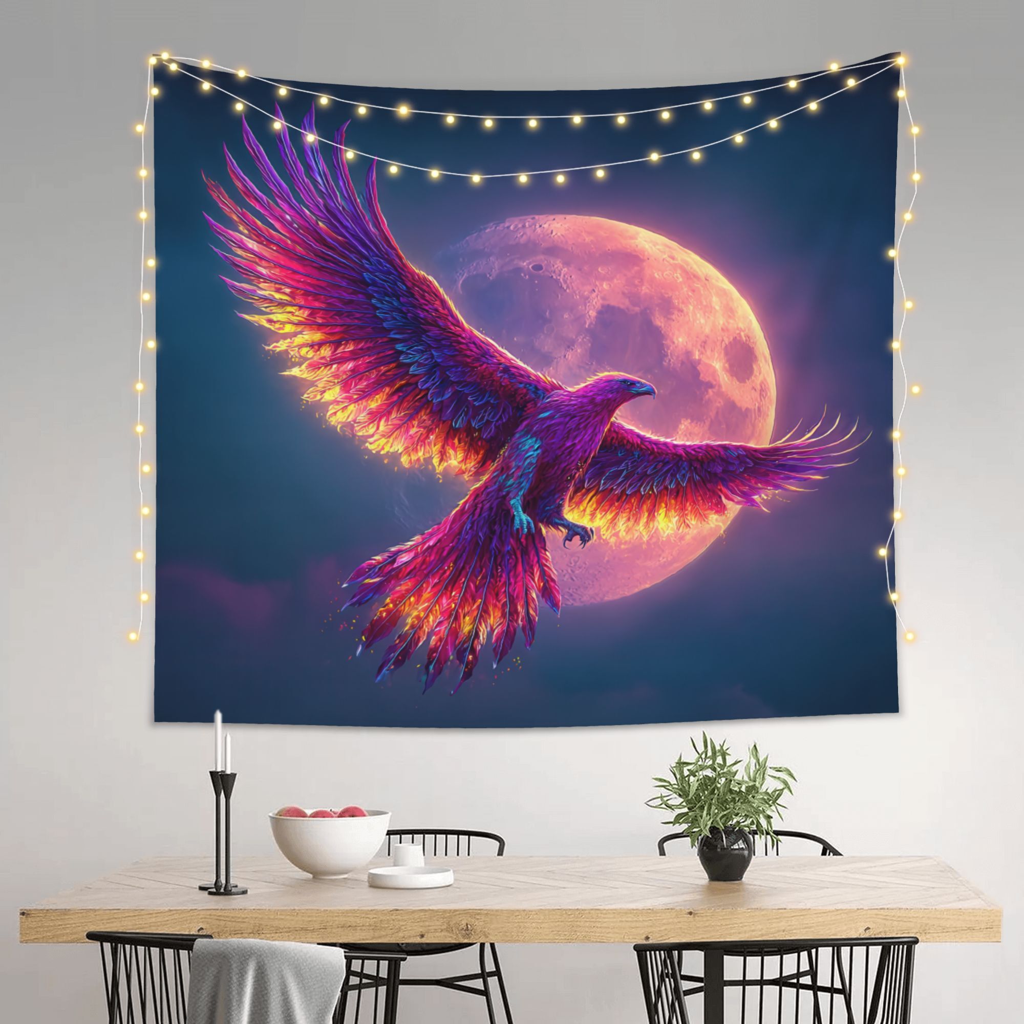 Phoenix Moon Sky Wall Tapestry - Interior Design Hd ulasan dan harga