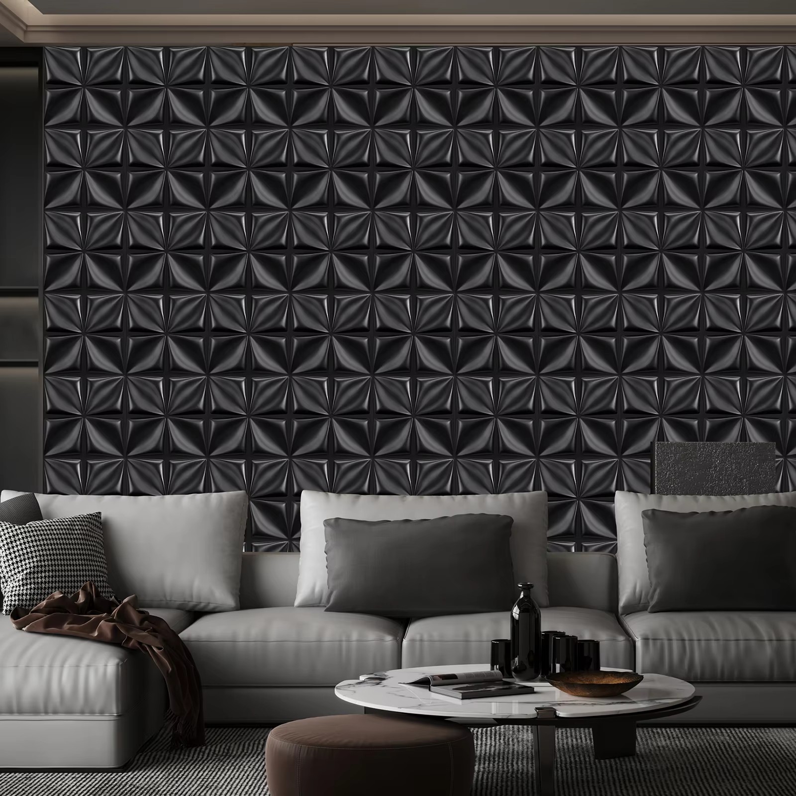 3D Wall Panel PVC Flower Desig - Interior Design With Wallpaper ulasan dan harga