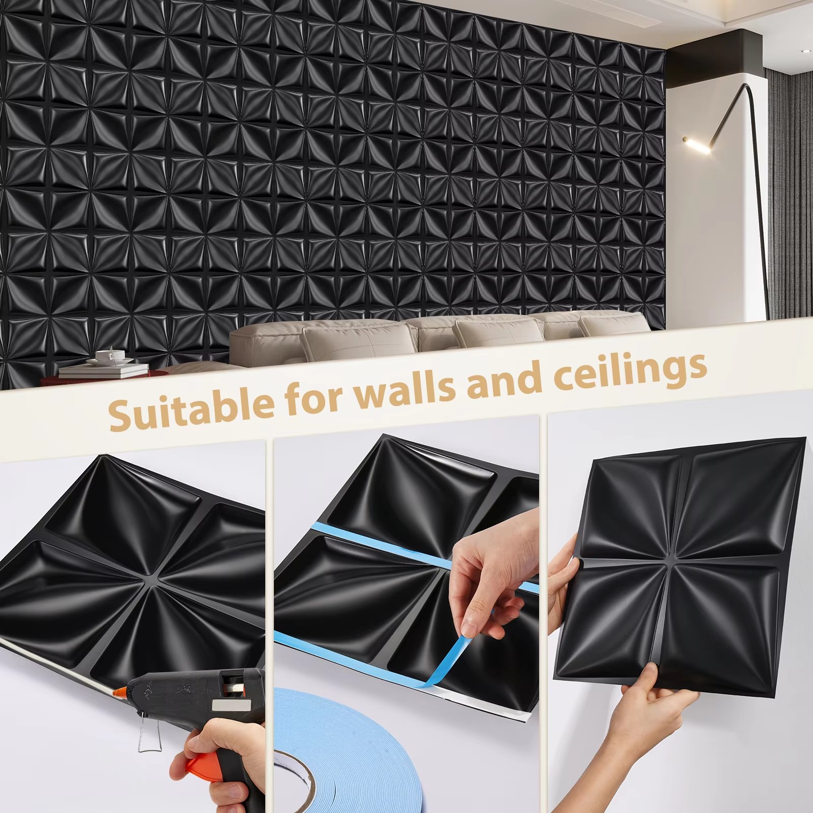 3D Wall Panel PVC Flower Desig - Interior Design With Wallpaper ulasan dan harga