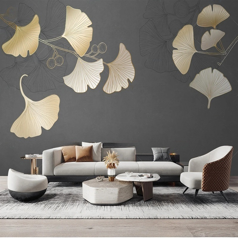 Custom Nordic Style Leaf Print - Interior Design With Wallpaper ulasan dan harga