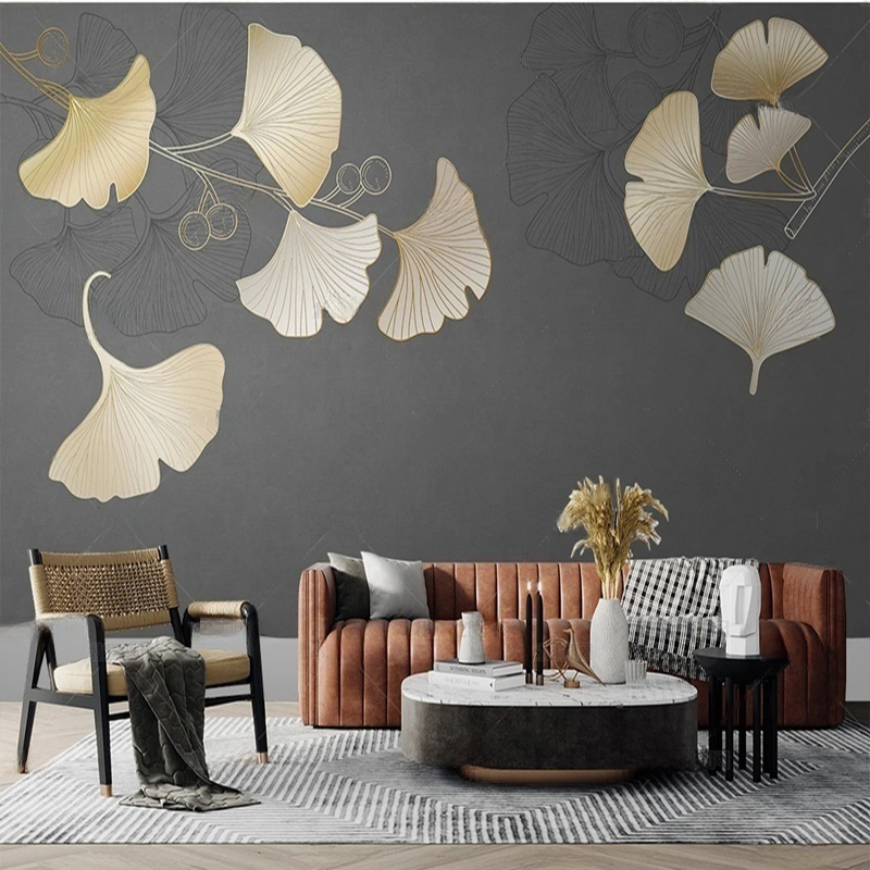 Custom Nordic Style Leaf Print - Interior Design With Wallpaper ulasan dan harga