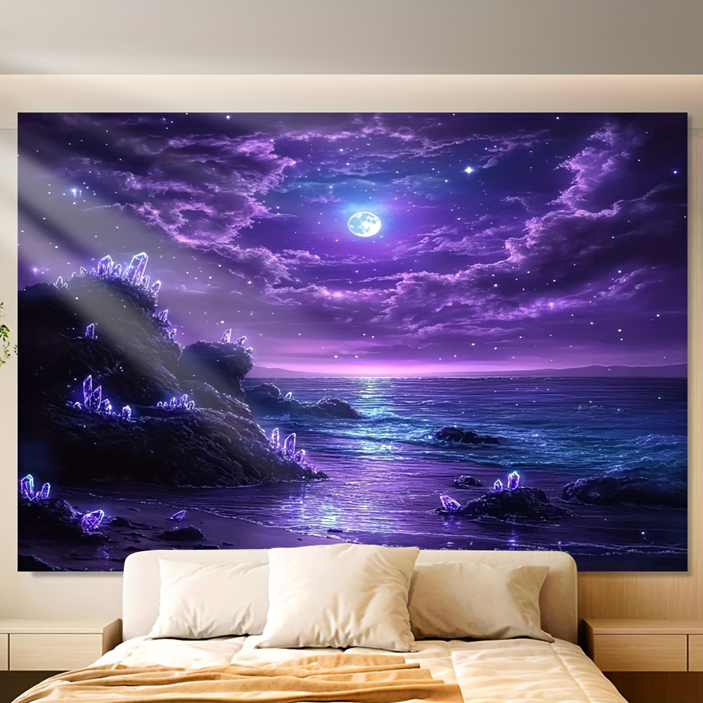 Purple Moon Ocean Night Wall M - Interior Design Hd ulasan dan harga