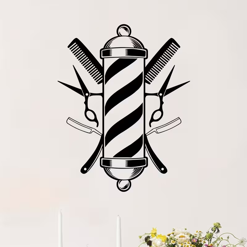 Barber Shop Wall Sticker Vinyl - Interior Design With Wallpaper ulasan dan harga