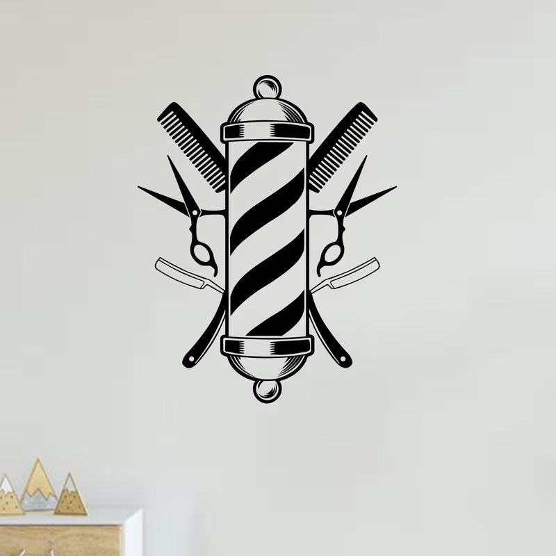 Barber Shop Wall Sticker Vinyl - Interior Design With Wallpaper ulasan dan harga